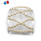 Peigne cheveux élastique en perles ivoires made in France - ShuShu