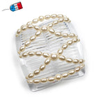 Peigne cheveux élastique en perles ivoires made in France - ShuShu