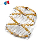 Peigne cheveux élastique - accessoire cheveux en perles beige naturel made in France