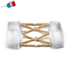 Peigne cheveux élastique - accessoire cheveux en perles beige naturel made in France