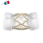 Peigne cheveux élastique en perles ivoires made in France - ShuShu