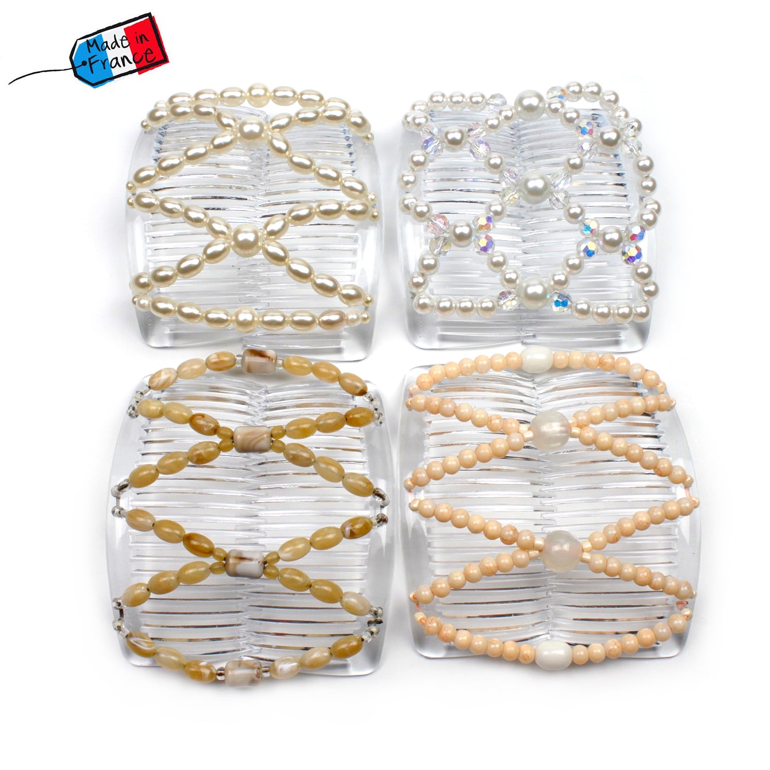 Peigne cheveux élastique - accessoire cheveux en perles  