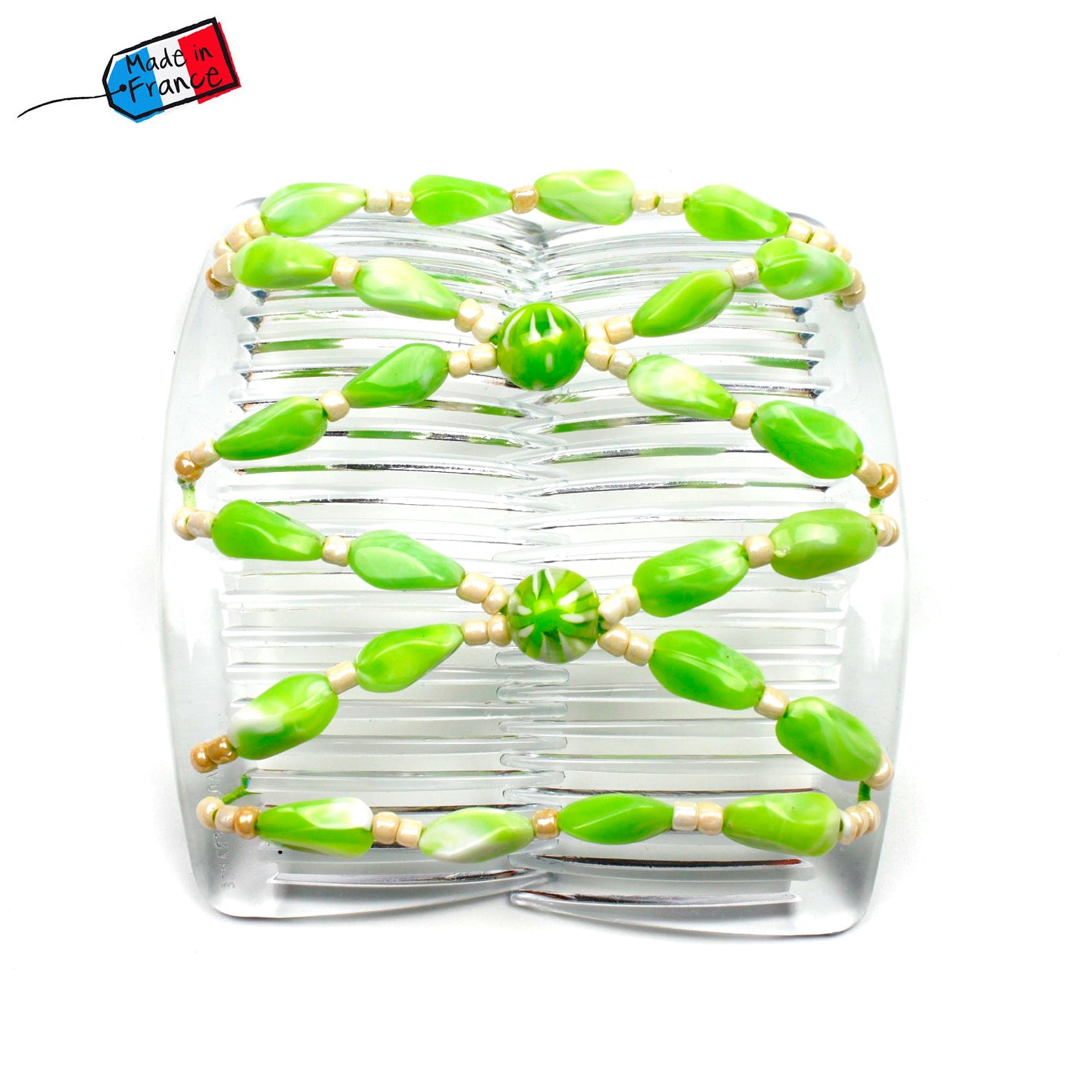 Peigne cheveux élastique - accessoire cheveux en perles colorées made in France