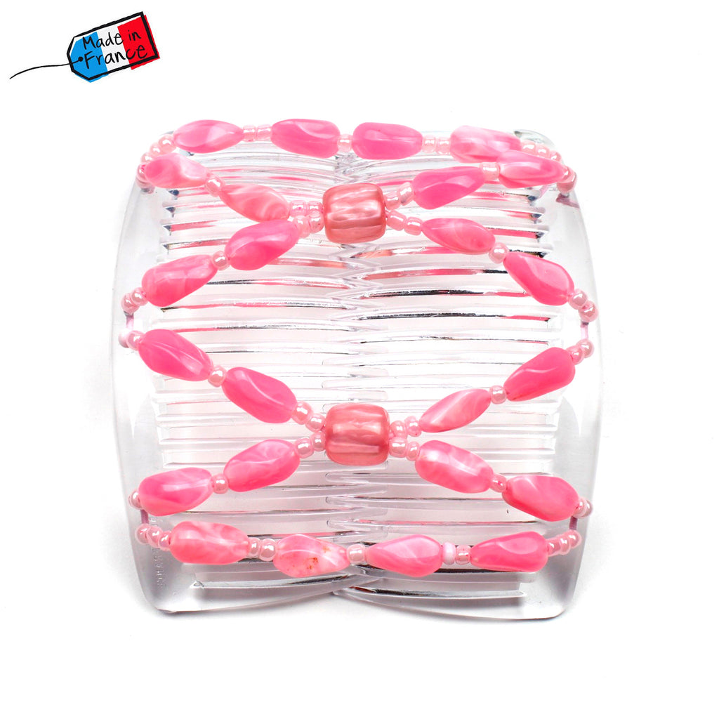 Peigne cheveux élastique - accessoire cheveux en perles colorées made in France