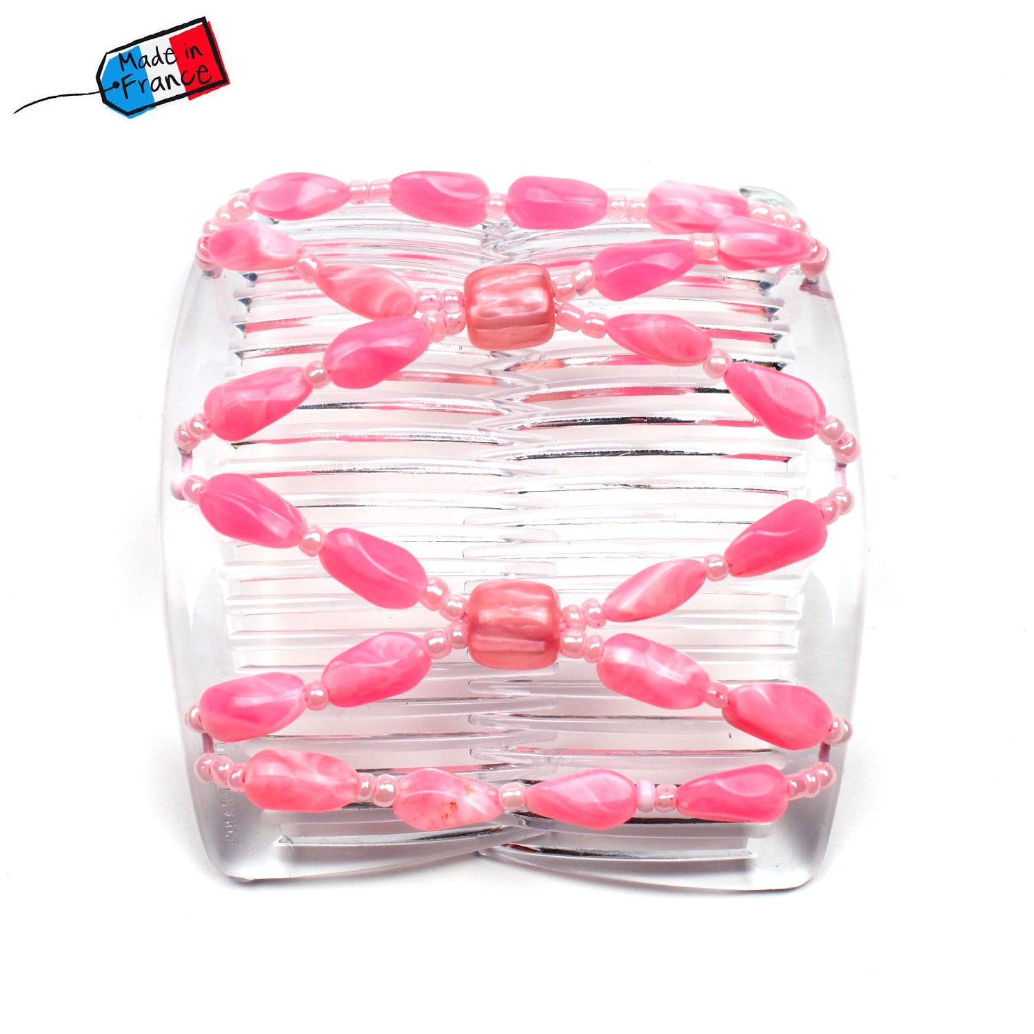 Peigne cheveux élastique - accessoire cheveux en perles colorées made in France