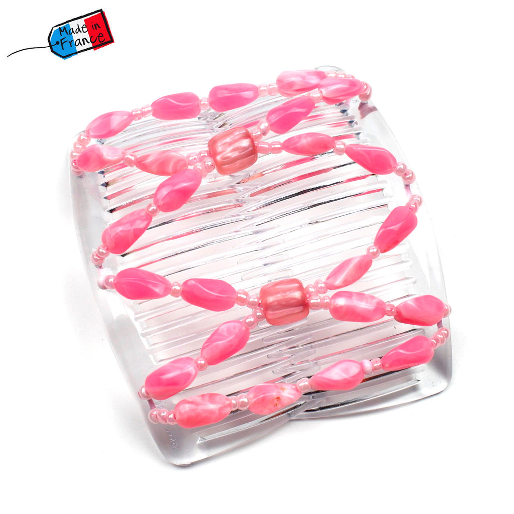 Peigne cheveux élastique - accessoire cheveux en perles colorées made in France