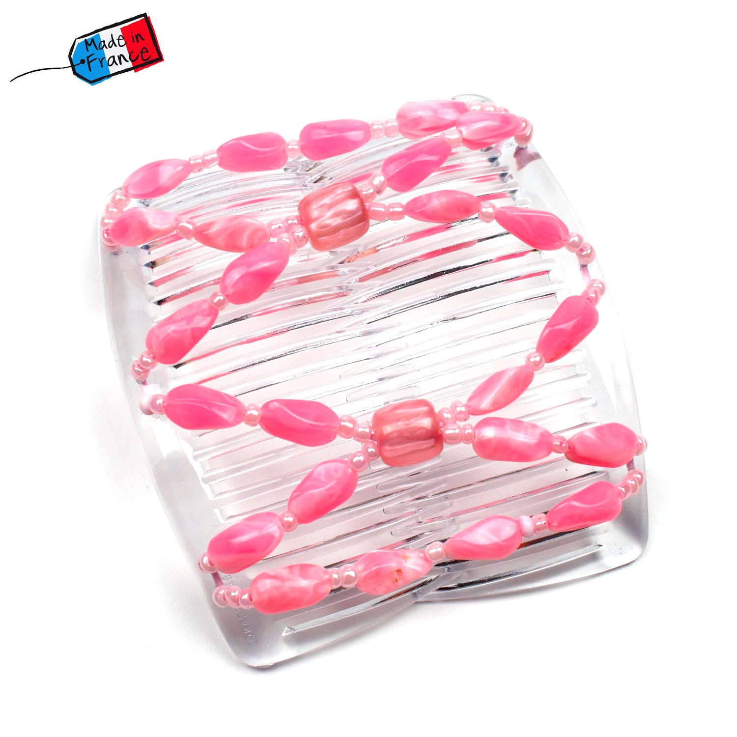 Peigne cheveux élastique - accessoire cheveux en perles colorées made in France