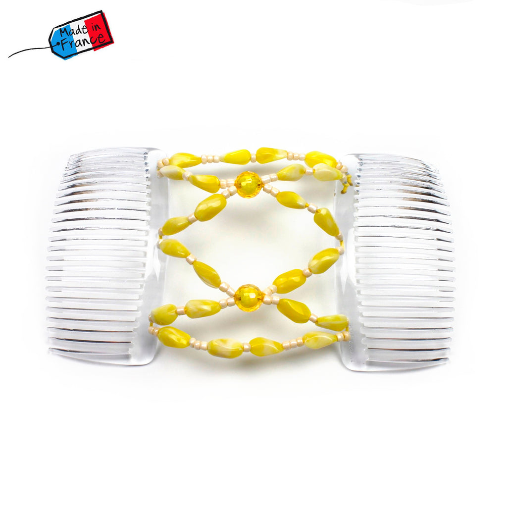 Peigne cheveux élastique - accessoire cheveux en perles colorées made in France