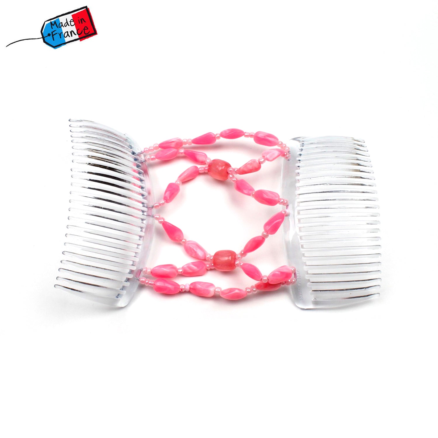 Peigne cheveux élastique - accessoire cheveux en perles colorées made in France