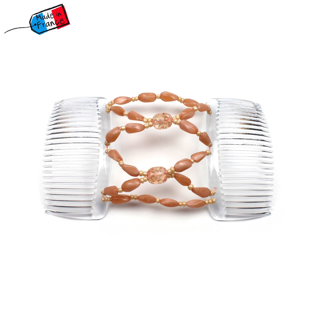Peigne cheveux élastique - accessoire cheveux en perles colorées made in France