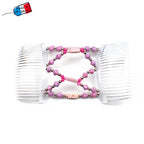 Peigne cheveux élastique - accessoire cheveux en perles forme toupie made in France
