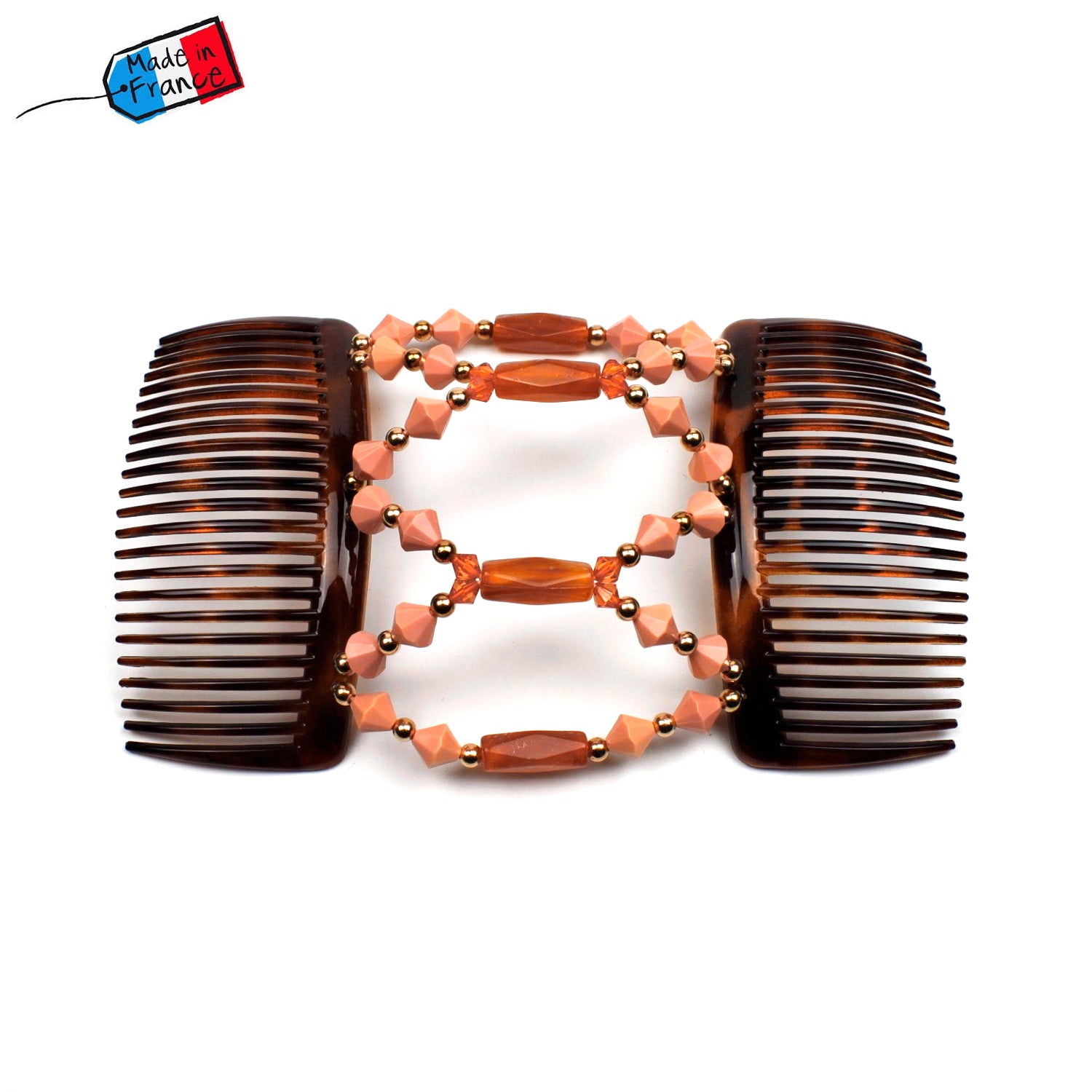 Peigne cheveux élastique - accessoire cheveux en perles forme toupie made in France