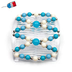 Double peignes cheveux élastique en perles colorées made in France - ShuShu