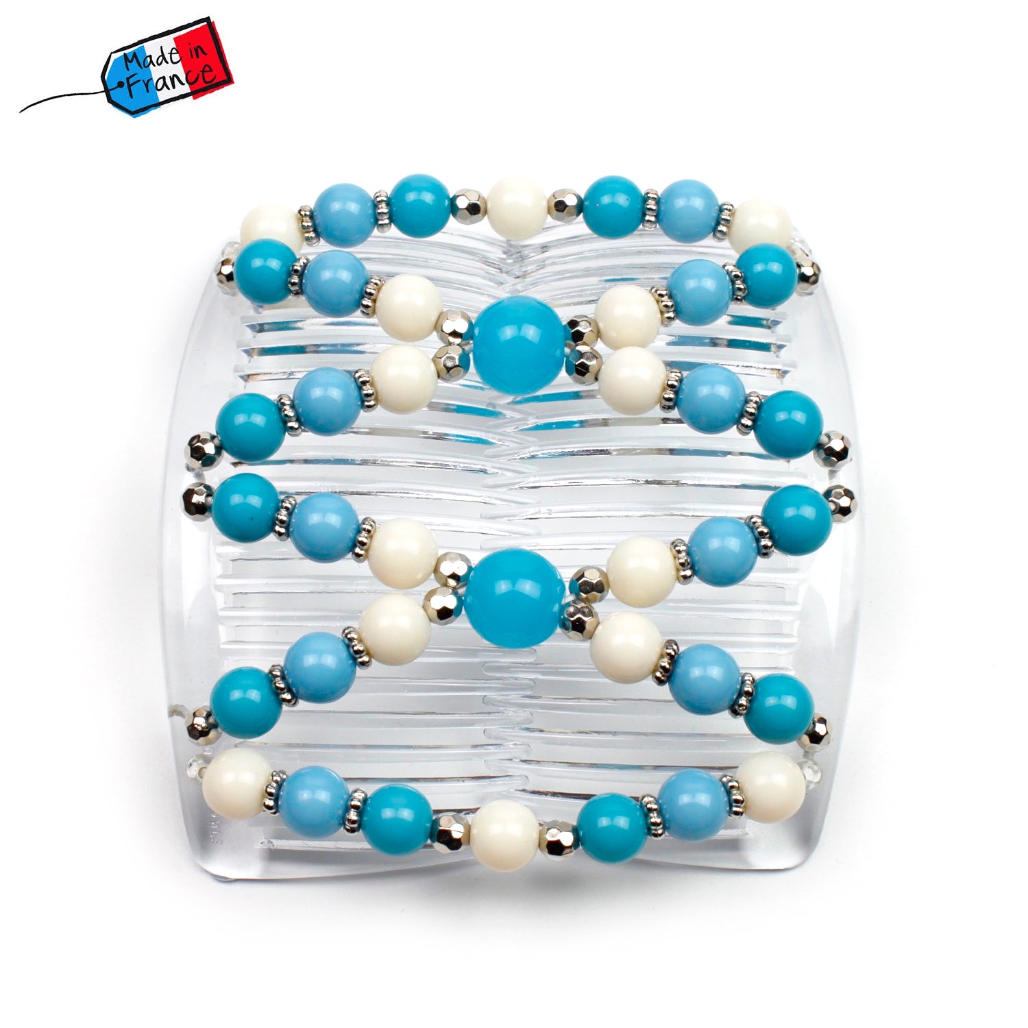 Double peignes cheveux élastique en perles colorées made in France - ShuShu