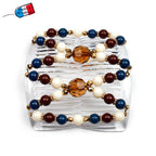 Double peignes cheveux élastique en perles colorées made in France - ShuShu