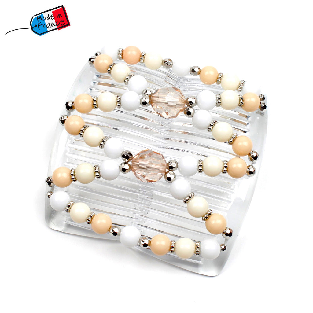 Double peignes cheveux élastique en perles colorées made in France - ShuShu