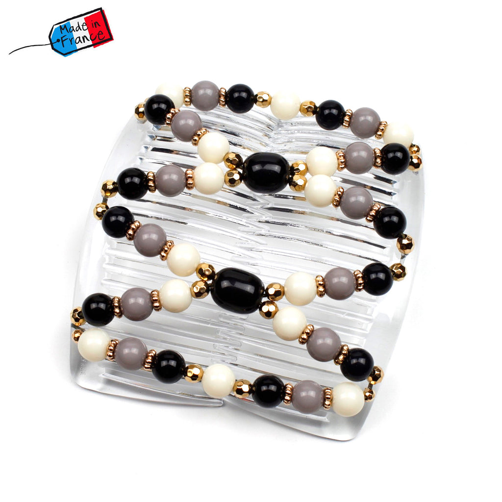 Double peignes cheveux élastique en perles colorées made in France - ShuShu
