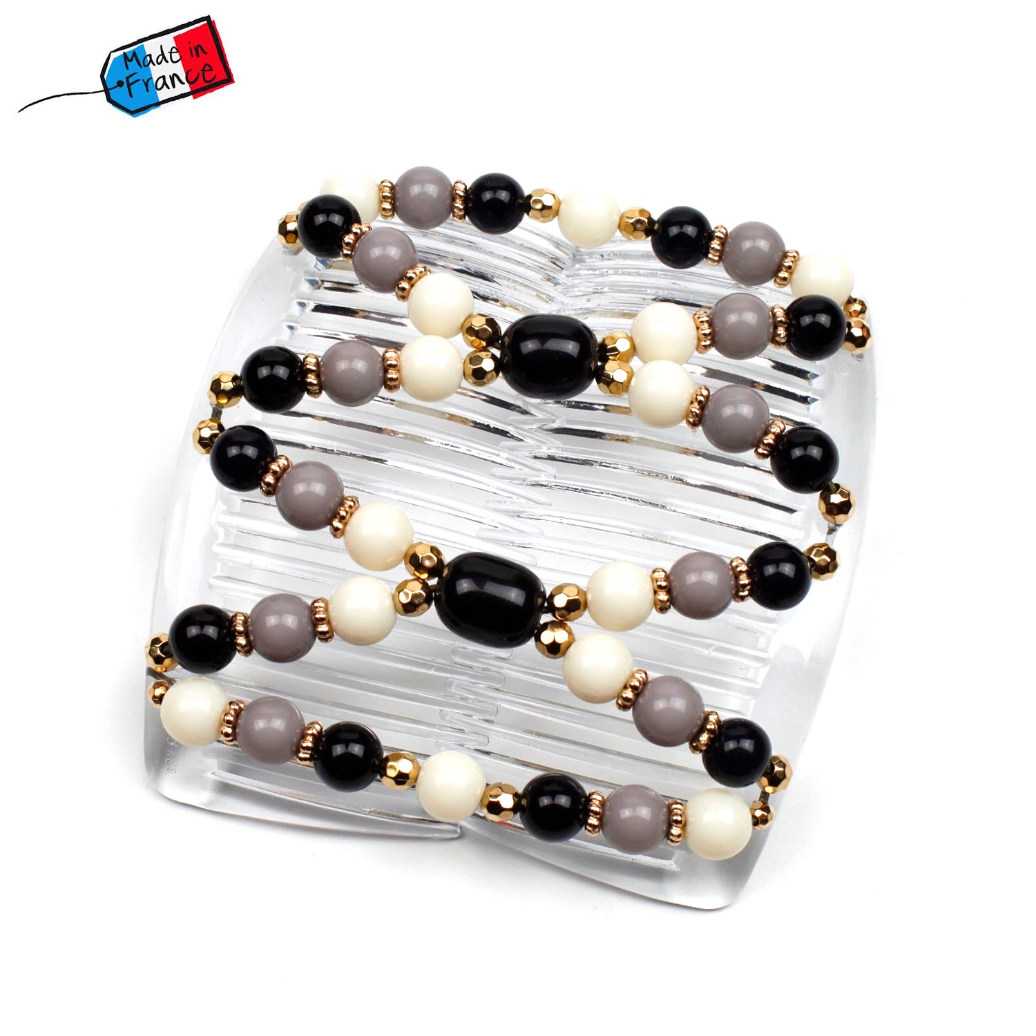 Double peignes cheveux élastique en perles colorées made in France - ShuShu