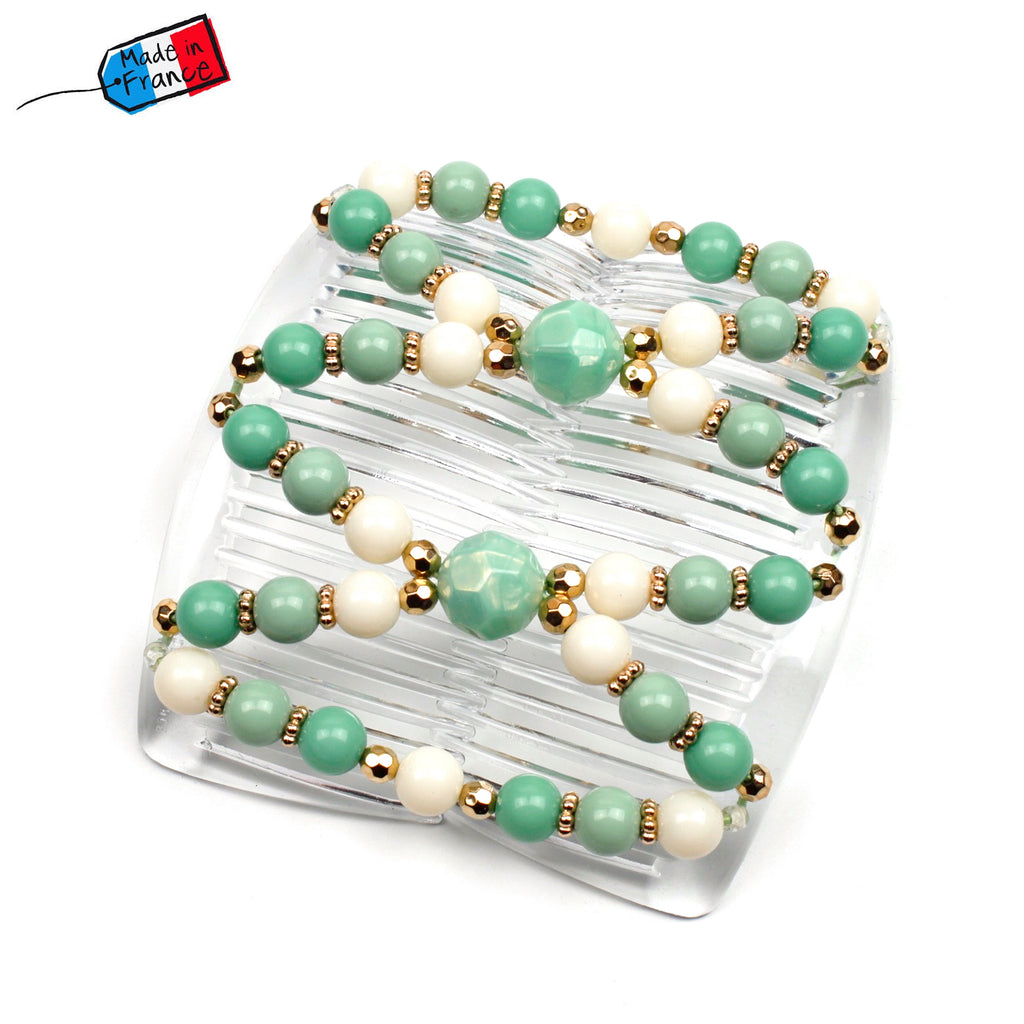 Double peignes cheveux élastique en perles colorées made in France - ShuShu