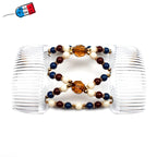 Double peignes cheveux élastique en perles colorées made in France - ShuShu