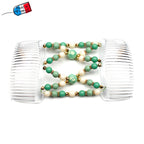 Double peignes cheveux élastique en perles colorées made in France - ShuShu