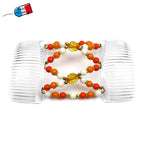 Double peignes cheveux élastique en perles colorées made in France - ShuShu