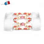 Double peignes cheveux élastique en perles colorées made in France - ShuShu
