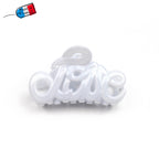 Petite pince cheveux "Love" 5.5cm en acétate de celluloïd Fabrication française - blanc