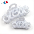 Petite pince cheveux "Love" 5.5cm en acétate de celluloïd Fabrication française/blanc