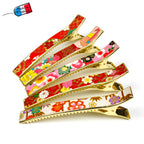 Grande pince barrette cheveux crocodile avec papier japonais washi 