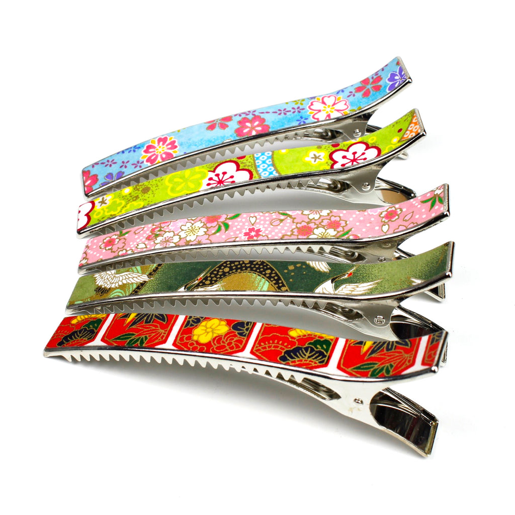 Grande pince cheveux crocodile 12.3cm papier japonais washi 