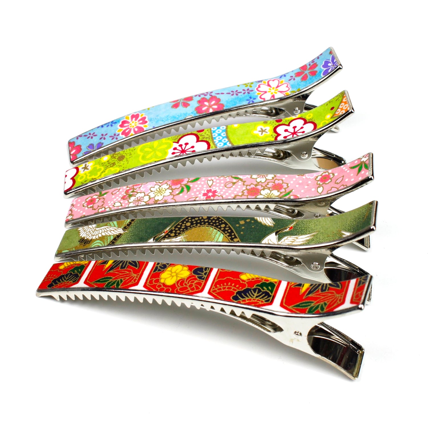 Grande pince cheveux crocodile 12.3cm papier japonais washi 