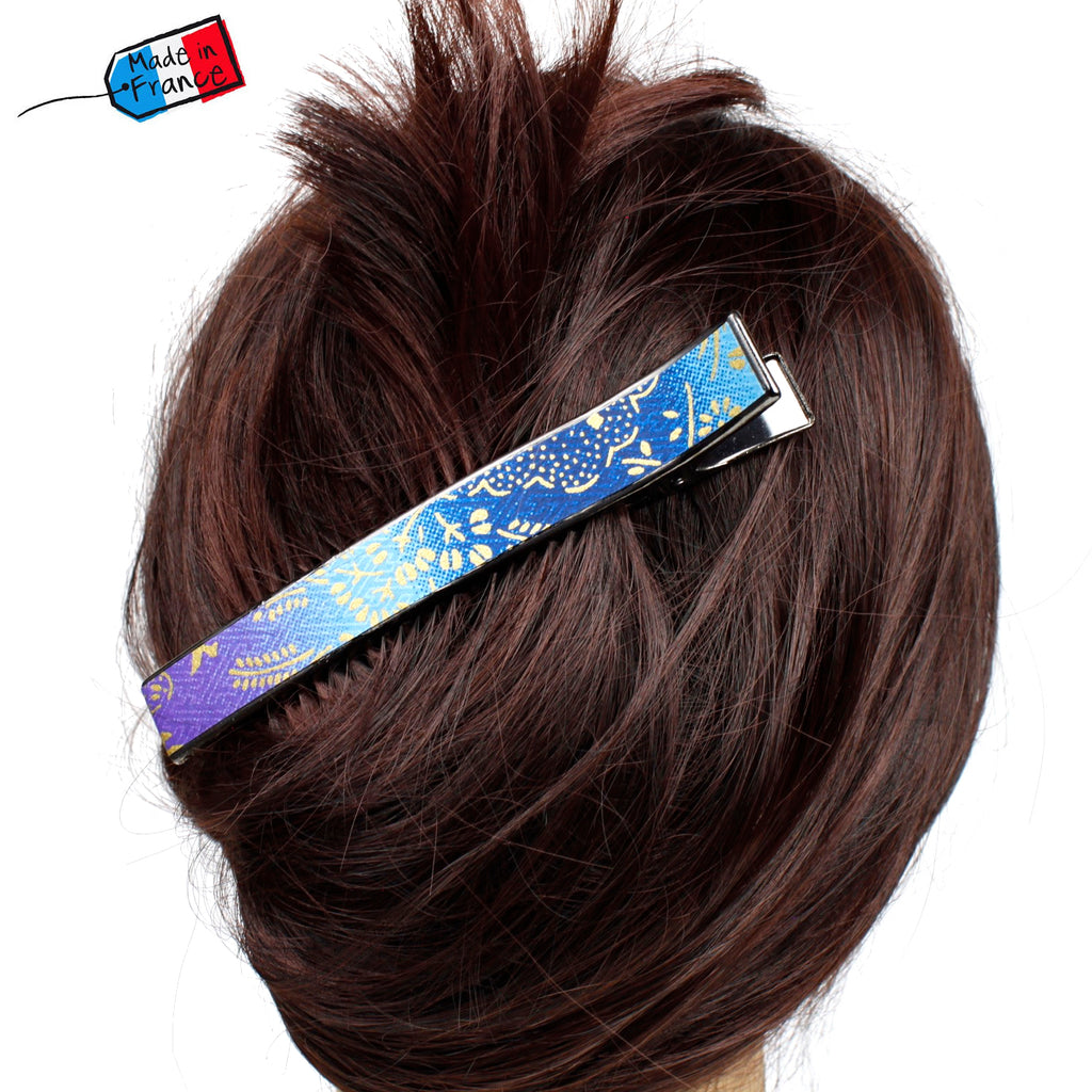 Grande pince cheveux crocodile 12.3cm papier japonais washi 