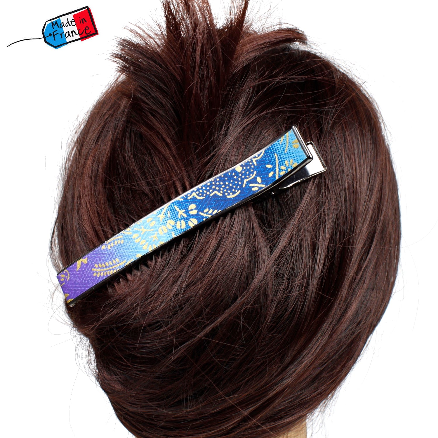 Grande pince cheveux crocodile 12.3cm papier japonais washi 