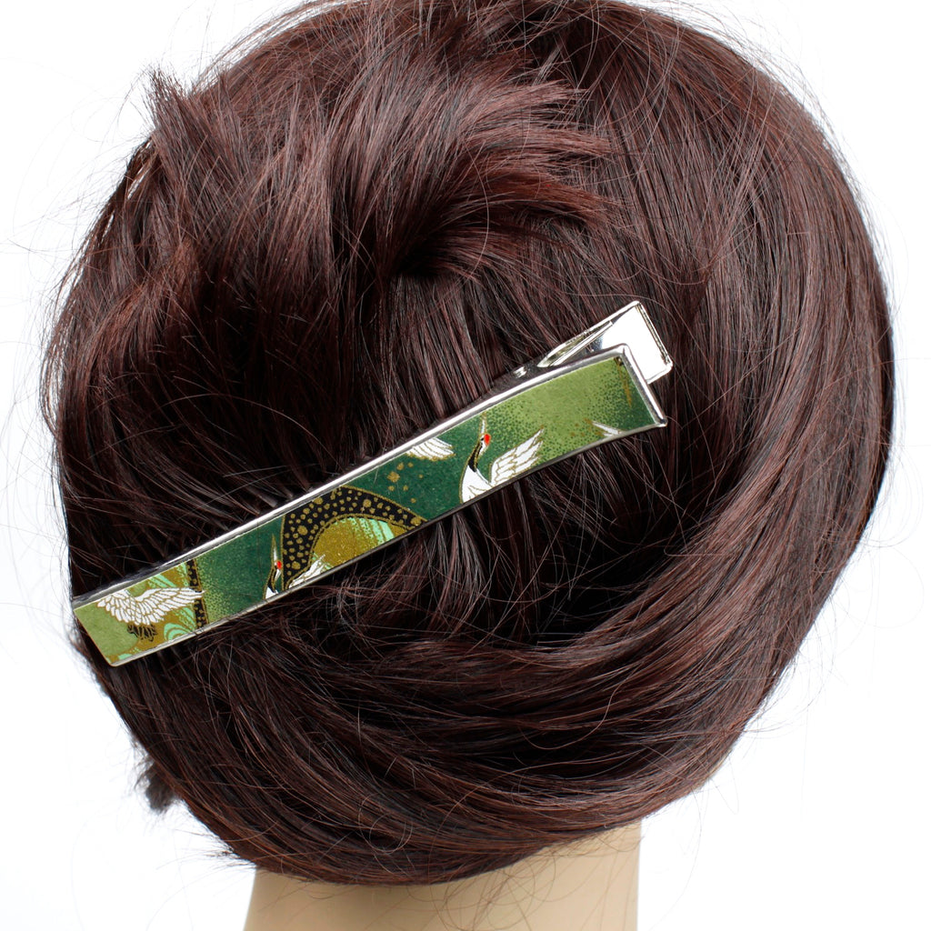 Grande pince cheveux crocodile 12.3cm papier japonais washi 