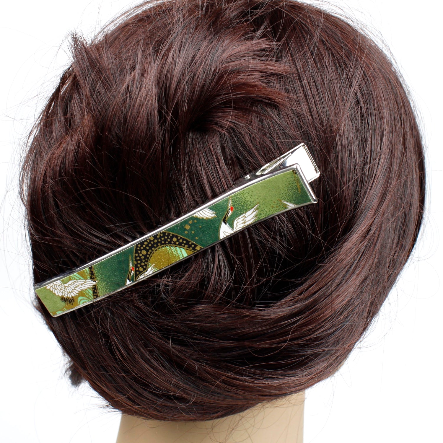 Grande pince cheveux crocodile 12.3cm papier japonais washi 