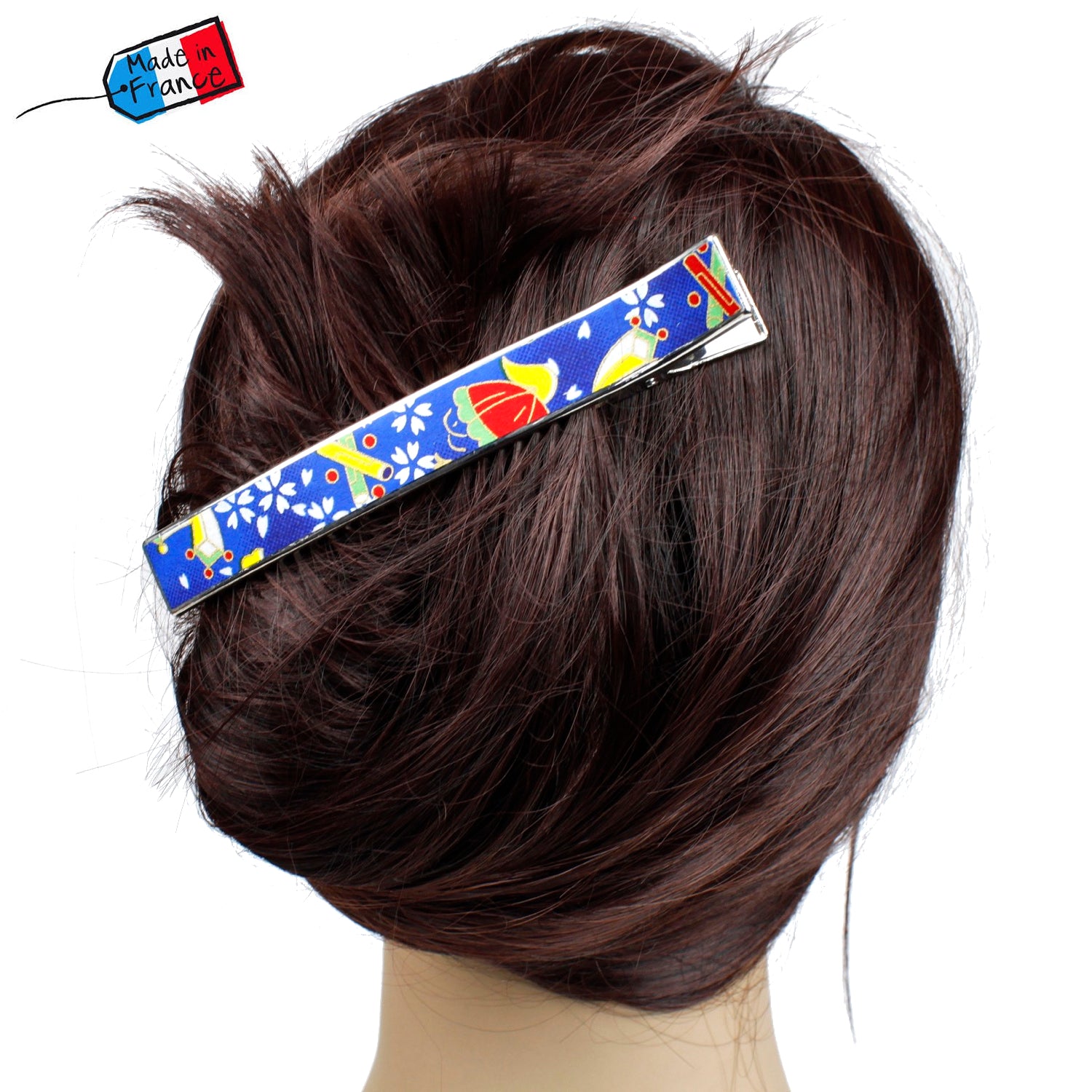 Grande pince cheveux crocodile 12.3cm papier japonais washi 