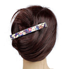 Grande pince à cheveux crocodile 12,3 cm à motif fleurs, style japonais