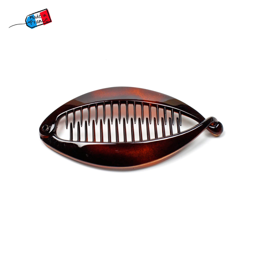 Pince cheveux, peigne cheveux banane 12cm marron Made in France