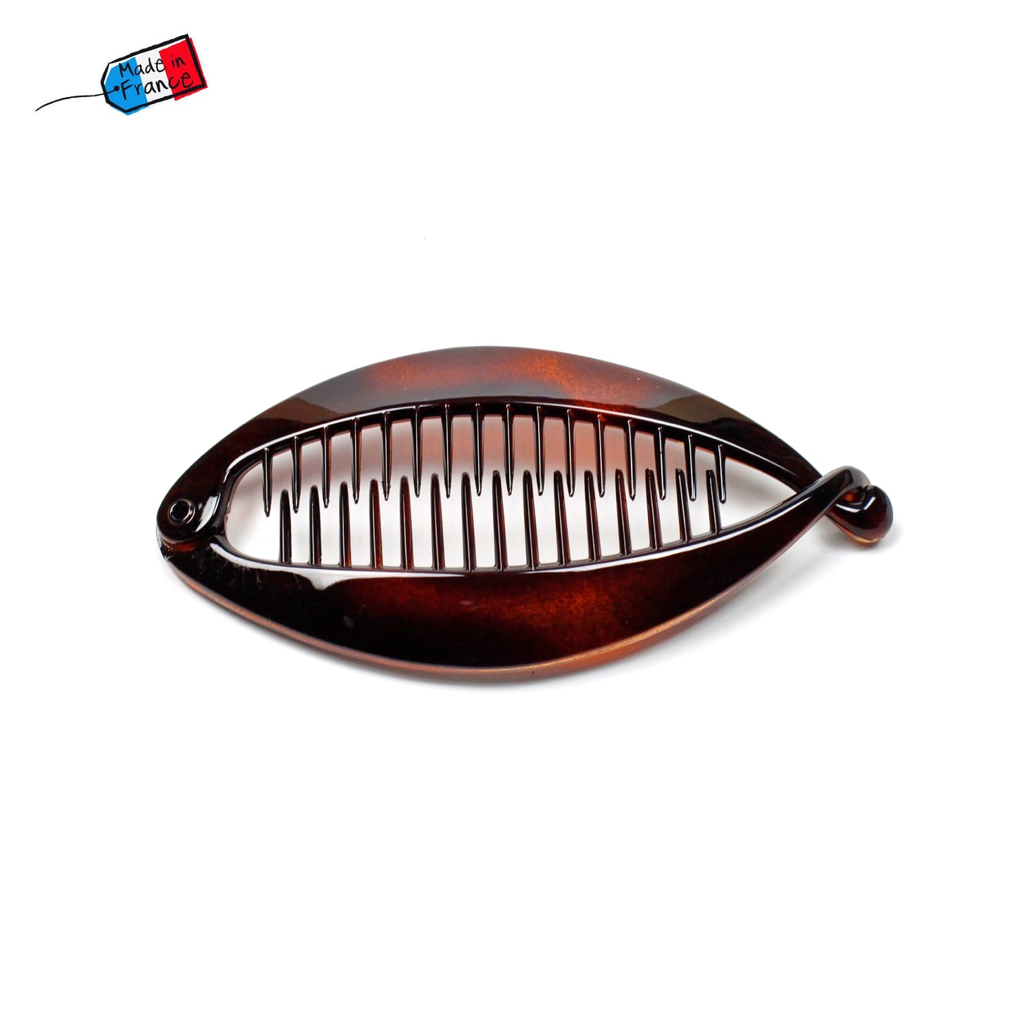 Pince cheveux, peigne cheveux banane 12cm marron Made in France