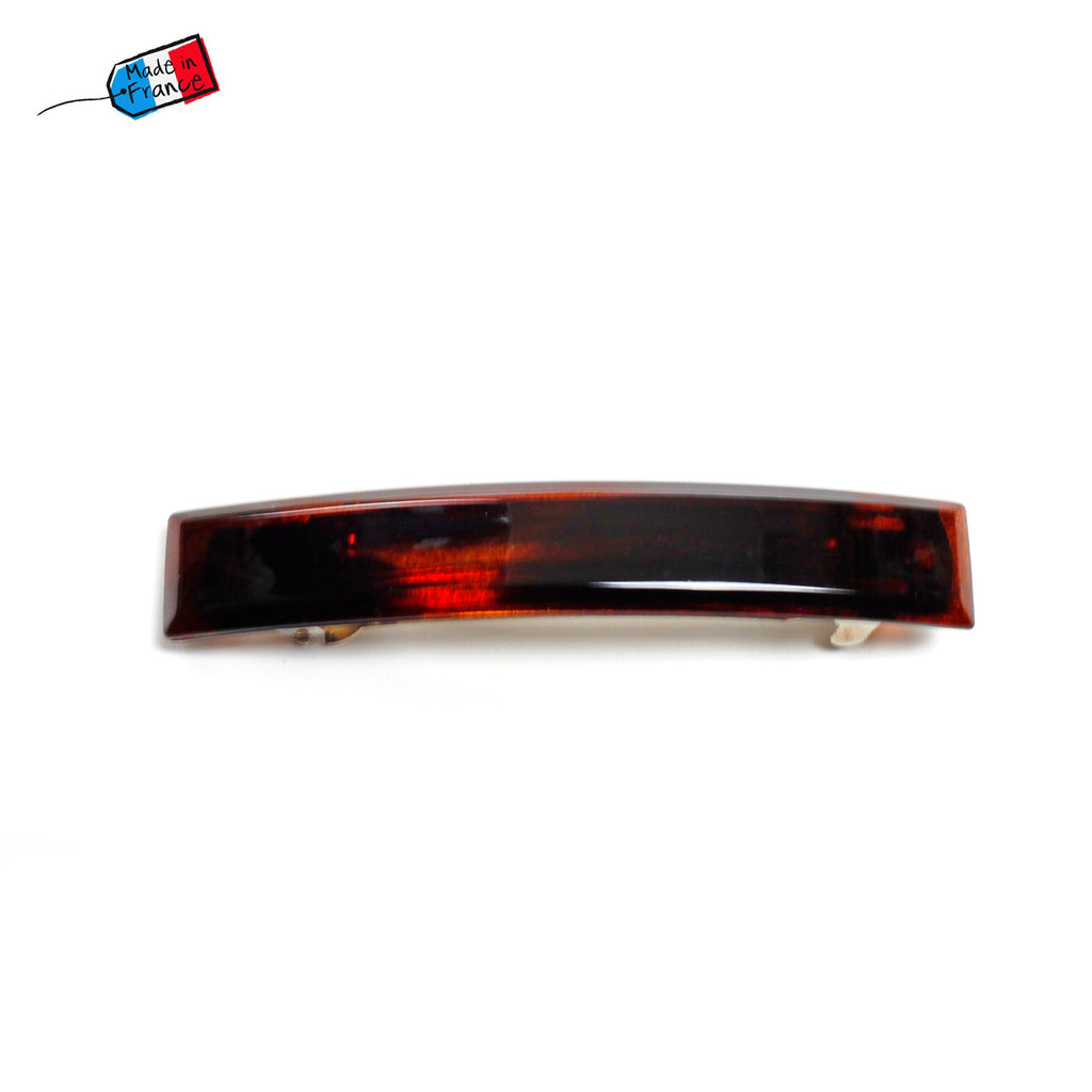 2 barrettes cheveux classique rectangulaire "Made in France" 9cmx1.5cm marron