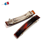 2 barrettes cheveux classique rectangulaire "Made in France" 9cmx1.5cm marron