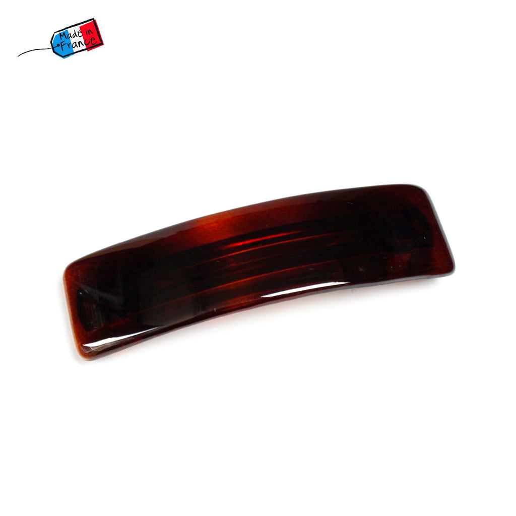 Lot de 2 barrettes classique rectangulaire Made in France 8.5cm marron