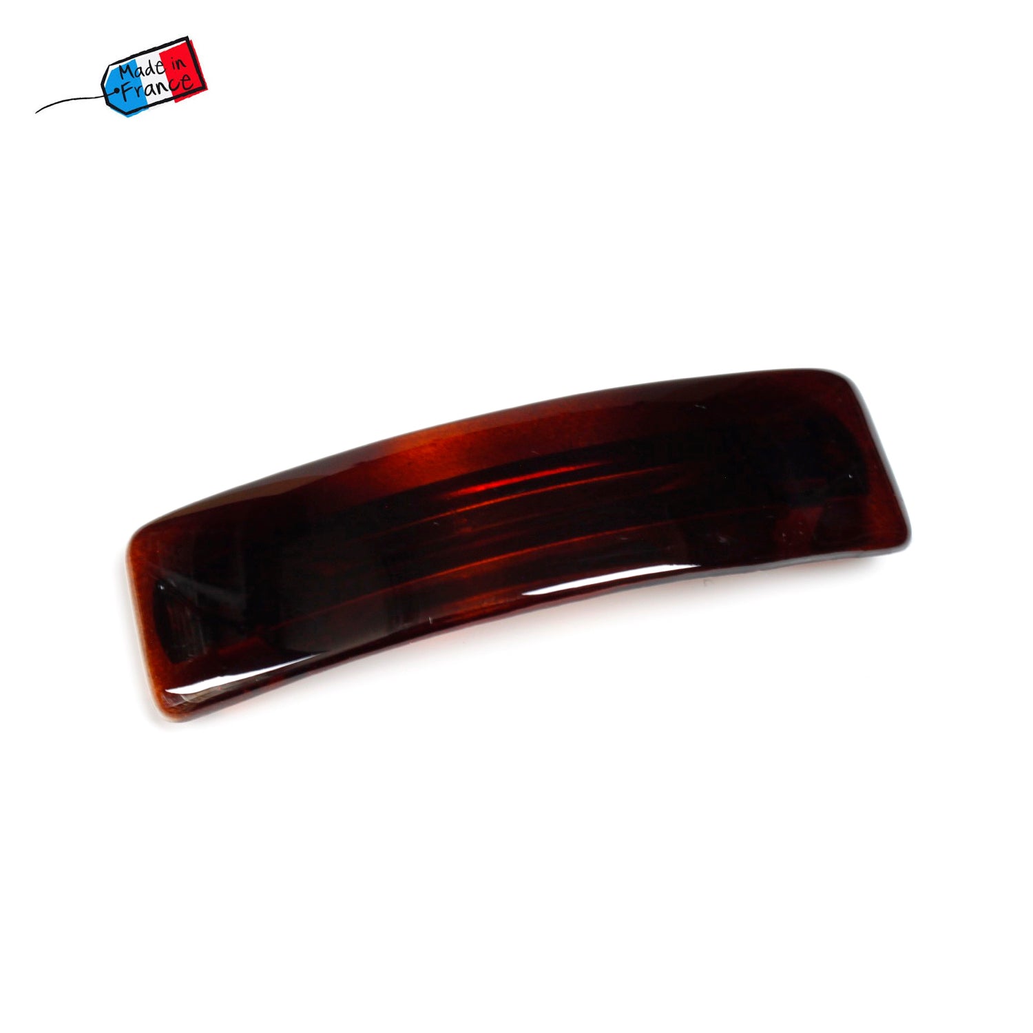 Lot de 2 barrettes classique rectangulaire Made in France 8.5cm marron