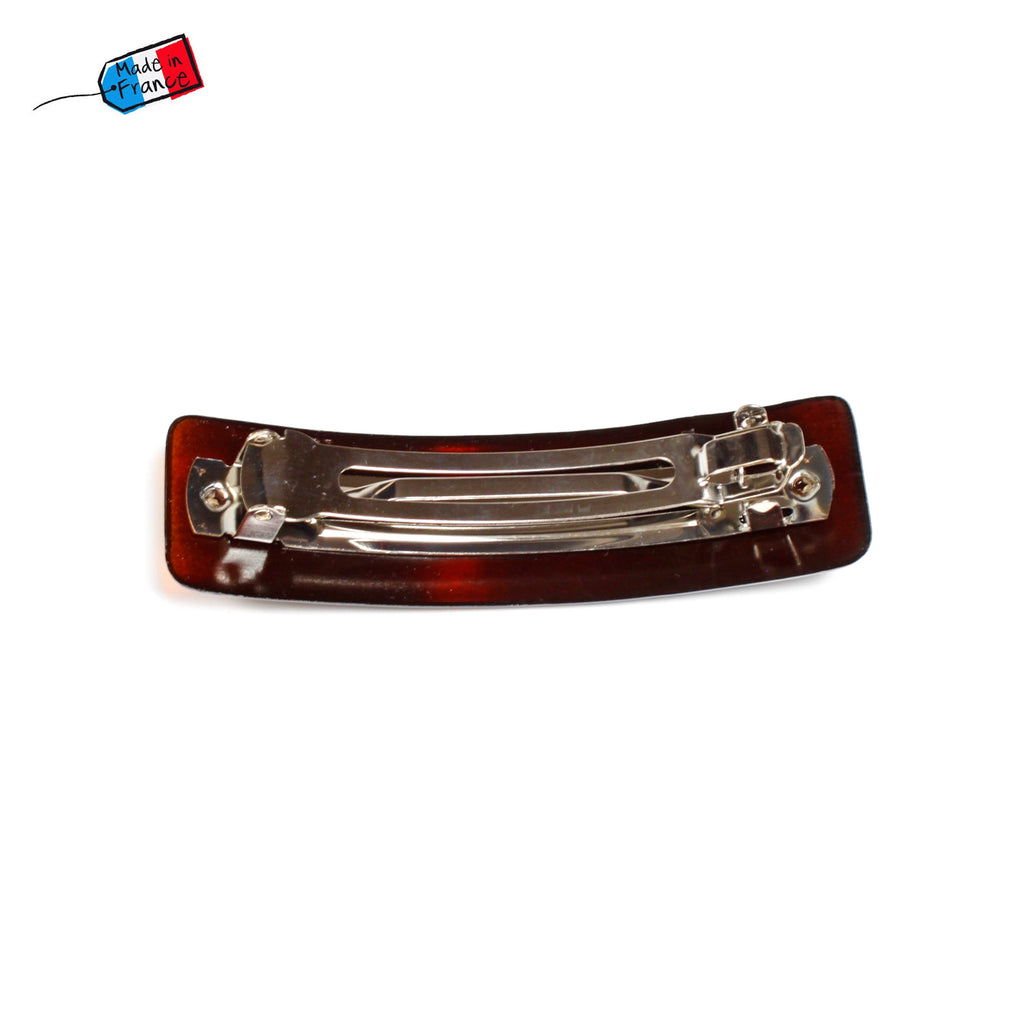 Lot de 2 barrettes classique rectangulaire Made in France 8.5cm marron