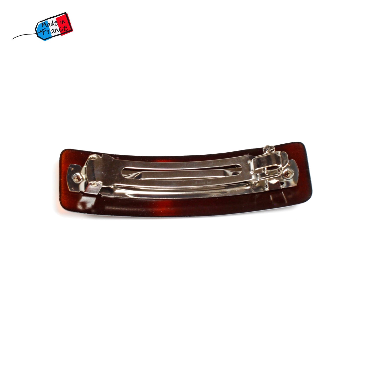 Lot de 2 barrettes classique rectangulaire Made in France 8.5cm marron