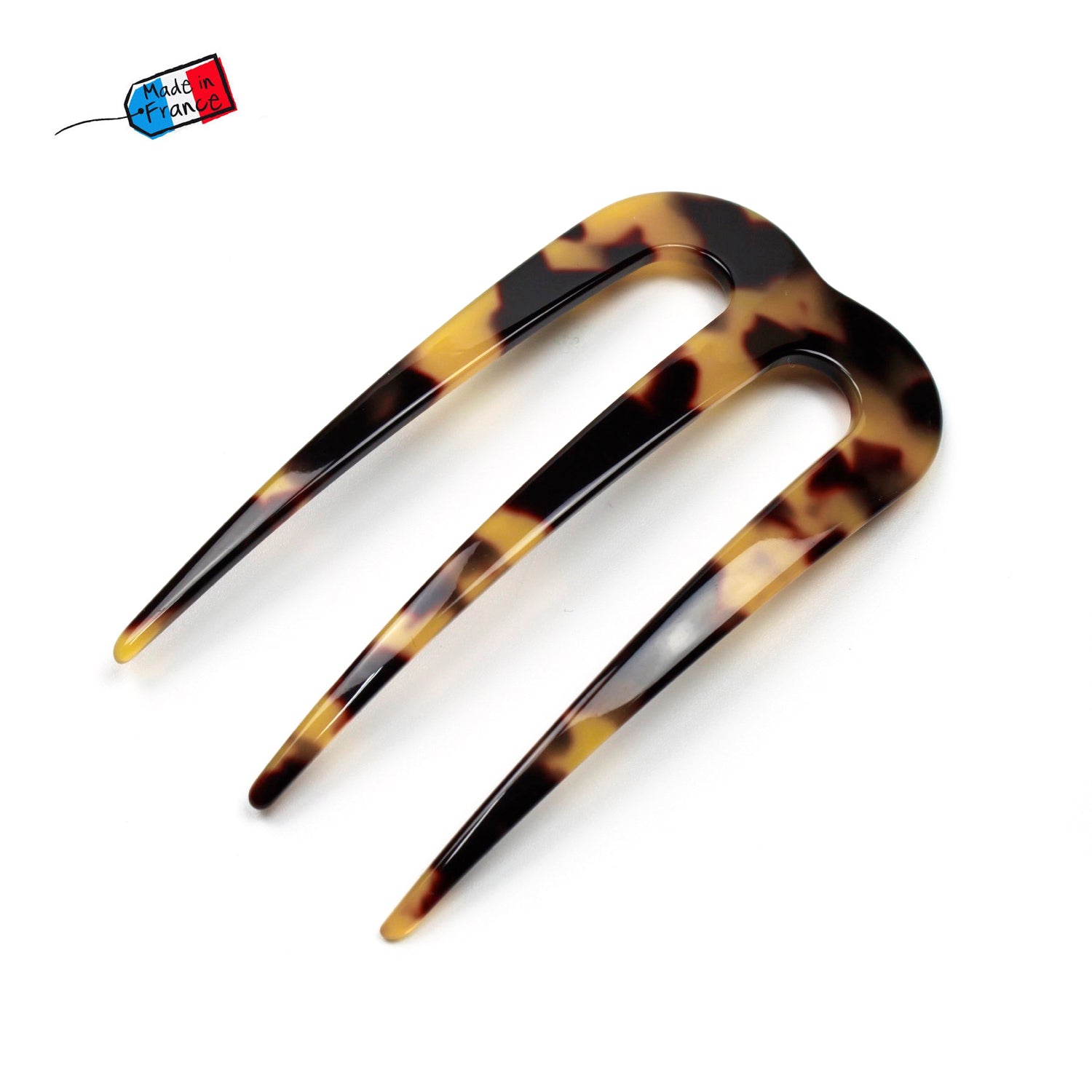 Epingle pic à cheveux 3 dents 7.5cm en acétate made in France