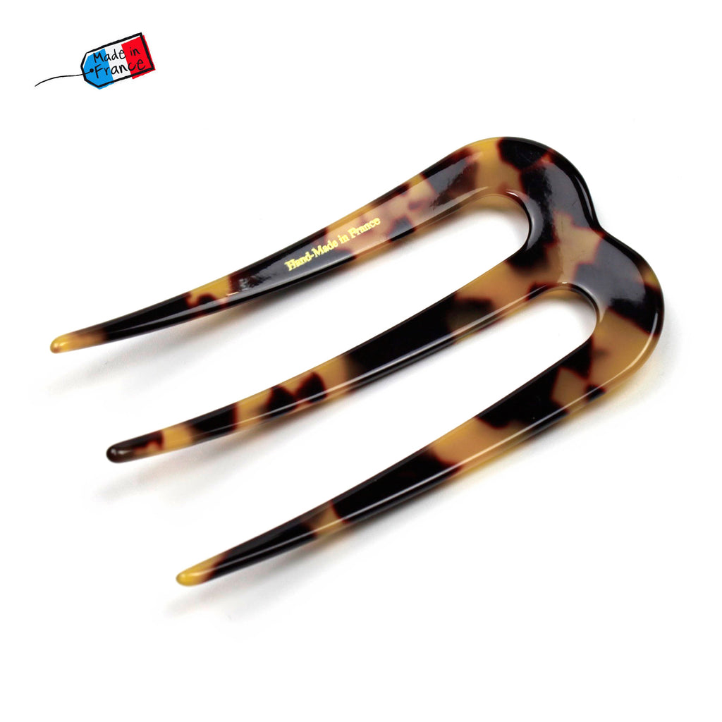 Epingle pic à cheveux 3 dents 7.5cm en acétate made in France