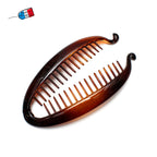 Grande pince cheveux, peigne cheveux banane 14cm marron Made in France