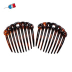 Lot de 2 grands peignes chignon 7.8cm, accessoire coiffure made in France